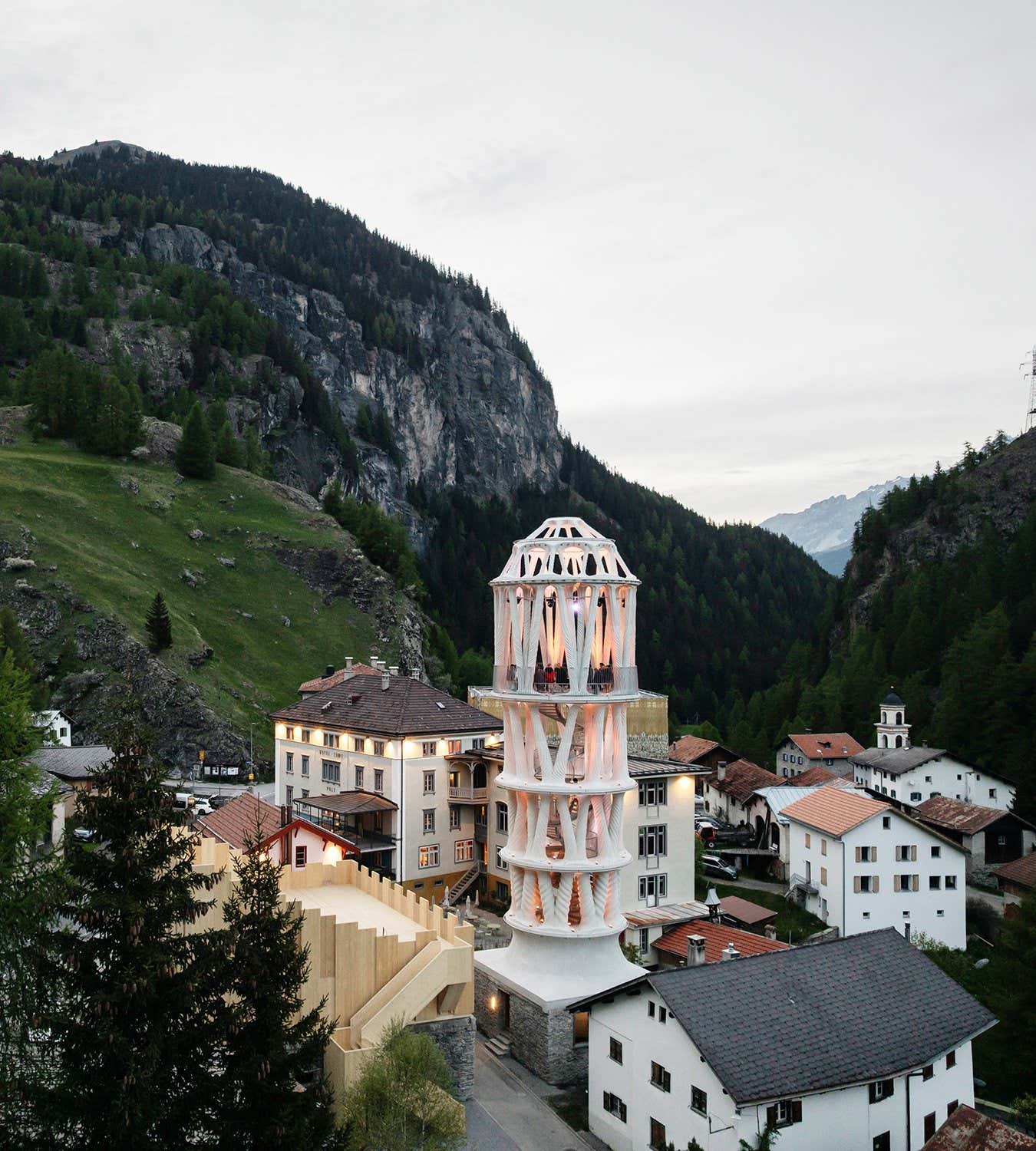 White Tower in village of Mulegns